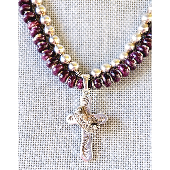 SOLD RARE Purple Spiny Oyster Sterling Silver Necklace - Picture 5 of 7